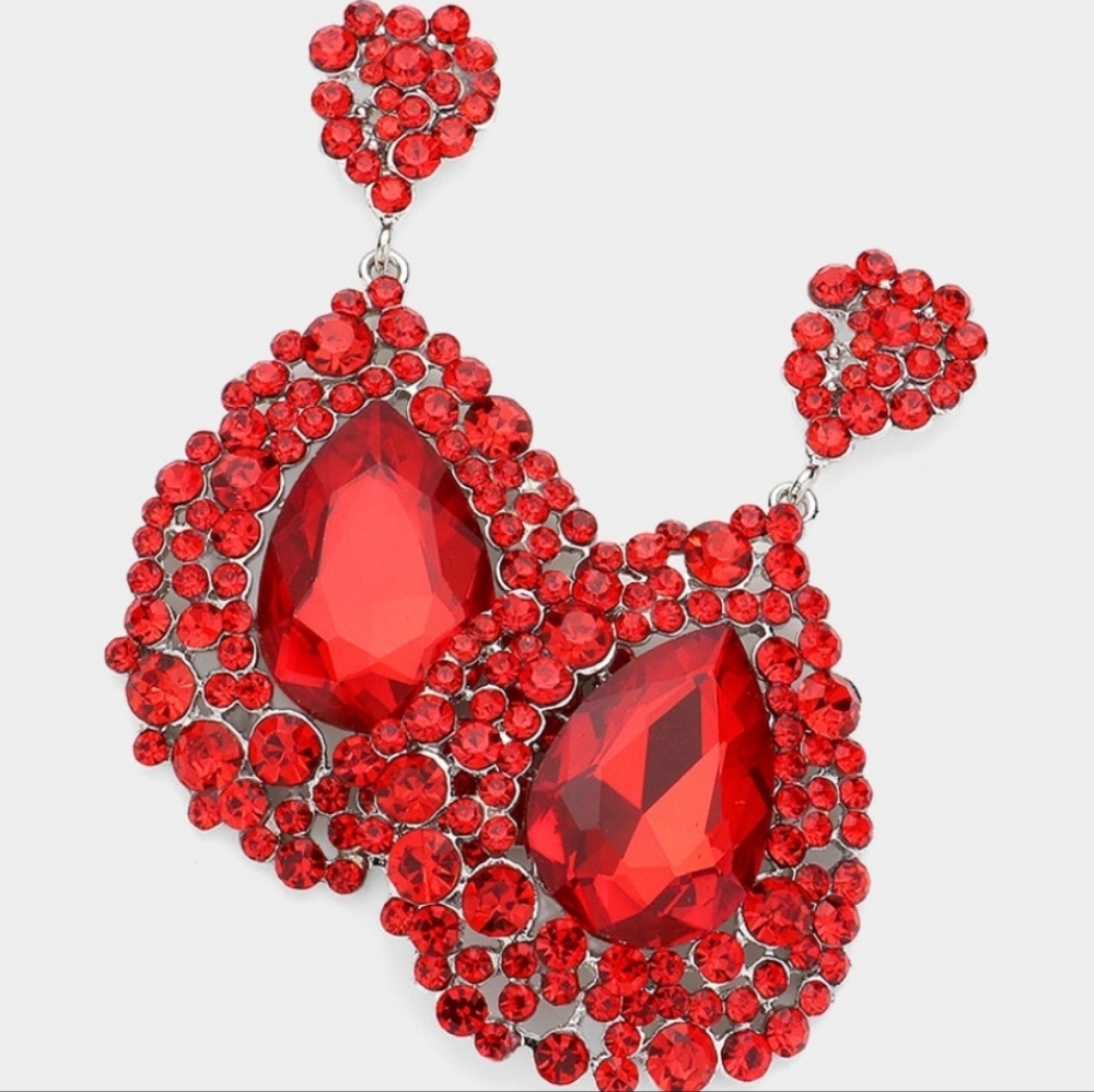 3 inch red earrings
